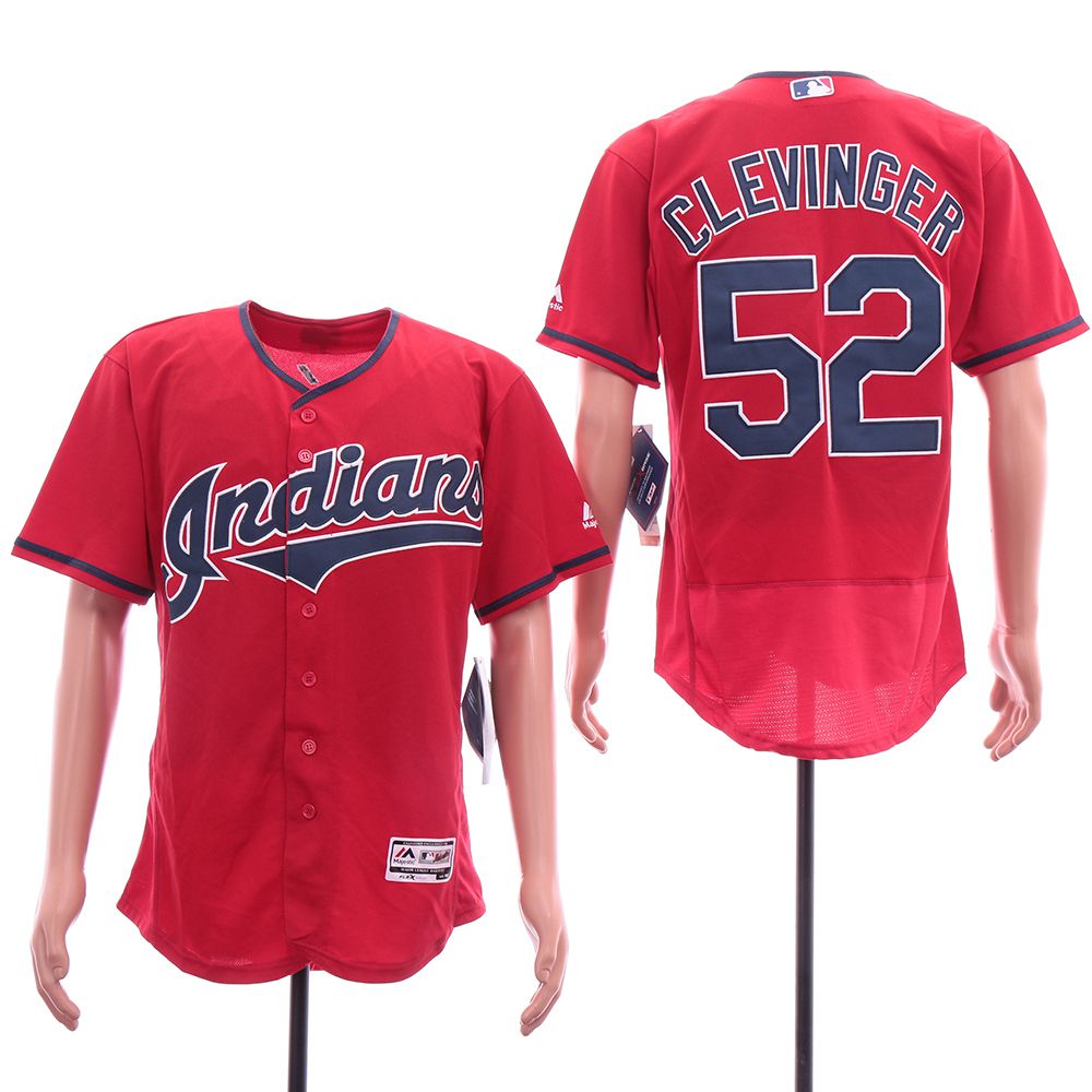 Men Cleveland Indians 52 Clevinger Red Elite MLB Jerseys